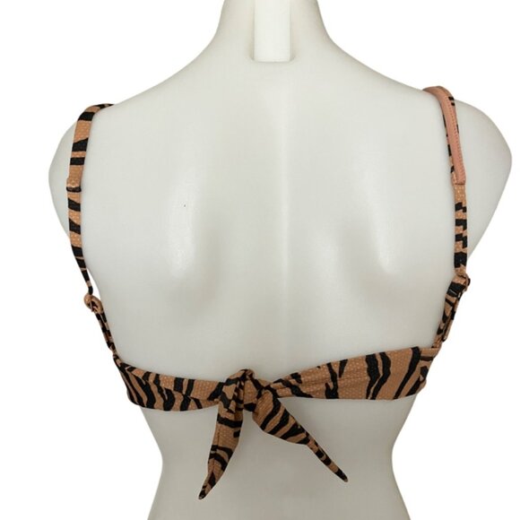 Aerie size S M L Tiger Pique longline triangle tie back bikini top NWT - Picture 3 of 11